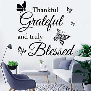 Inspirational Wall Decor Thankful Grateful Truly Blessed Vinyl Lettering Home